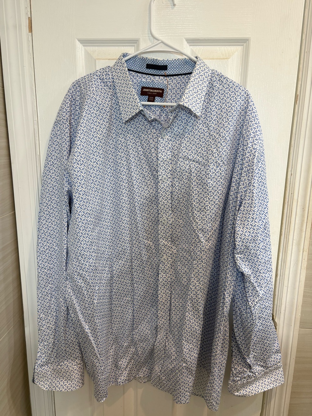 NWT Johnson & Murphy blue and white button down 3XL